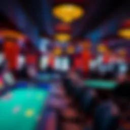 Vibrant casino floor with gaming tables