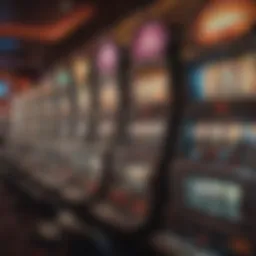 A vibrant array of classic and modern slot machines in a Las Vegas casino.
