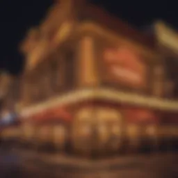 The stunning exterior of the Golden Nugget illuminating Fremont Street at night.