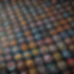 Detailed view of various scratch card designs showcasing colors and patterns