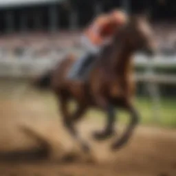 A majestic thoroughbred horse racing at full speed