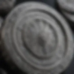 A close-up view of intricate silver casino tokens showcasing their unique designs